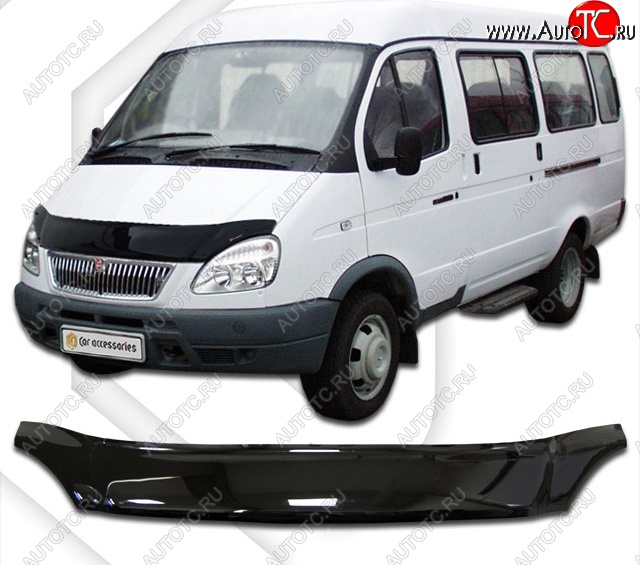 2 199 р. Дефлектор капота CA-Plastic  ГАЗ Баргузин  2217 автобус - Соболь ( 2217 автобус,  2752,  2310,  2217 Бизнес автобус,  2752,Бизнес,  2310,Бизнес) (Classic черный, Без надписи)  с доставкой в г. Вологда