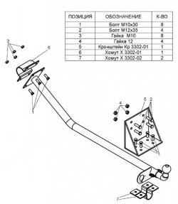 3 499 р. Фаркоп Лидер Плюс ГАЗ ГАЗель 3302 дорестайлинг шасси (1994-2002) (Без электропакета)  с доставкой в г. Вологда. Увеличить фотографию 2