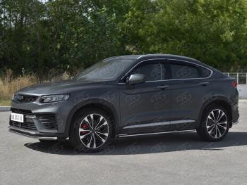 12 849 р. Защита переднего бампера (Ø42 мм, нержавейка) SLITKOFF Geely Tugella FY11,HPBA4 рестайлинг (2022-2025)  с доставкой в г. Вологда. Увеличить фотографию 2