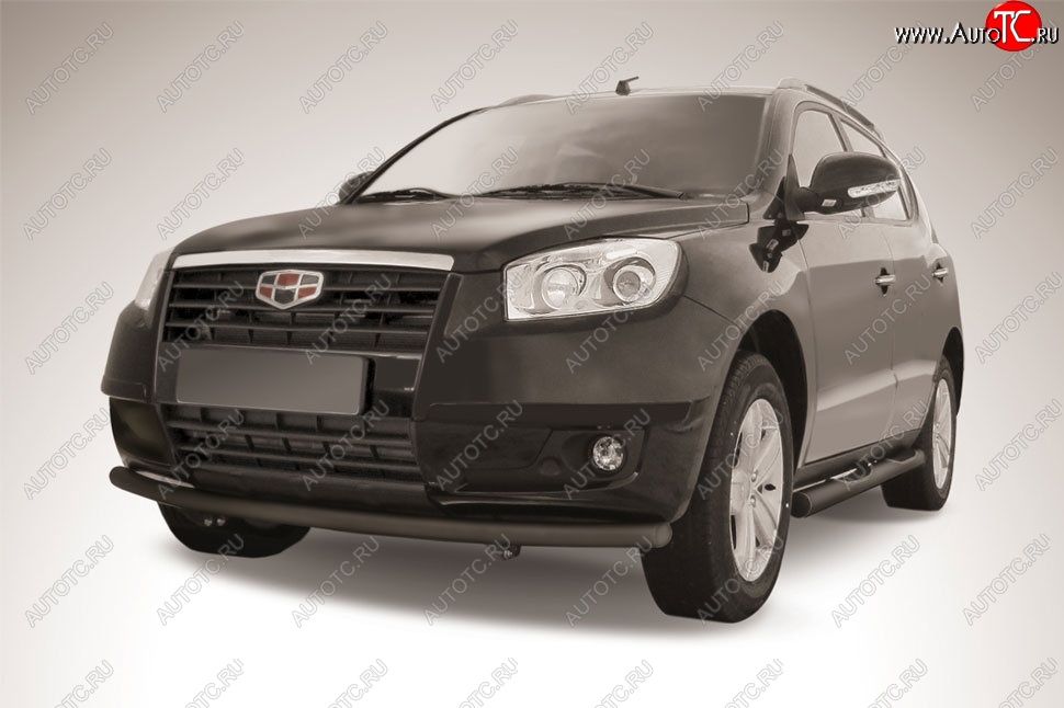 10 349 р. Защита переднего бампера Slitkoff (радиусная, d57 мм) Geely Emgrand X7 дорестайлинг (2011-2015) (Сталь с полимерным покрытием. Цвет: чёрный)  с доставкой в г. Вологда