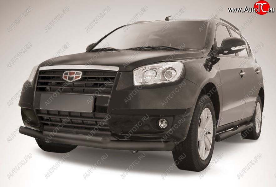9 999 р. Защита переднего бампера Slitkoff (двойная, d76/57 мм) Geely Emgrand X7 дорестайлинг (2011-2015) (Сталь с полимерным покрытием. Цвет: чёрный)  с доставкой в г. Вологда