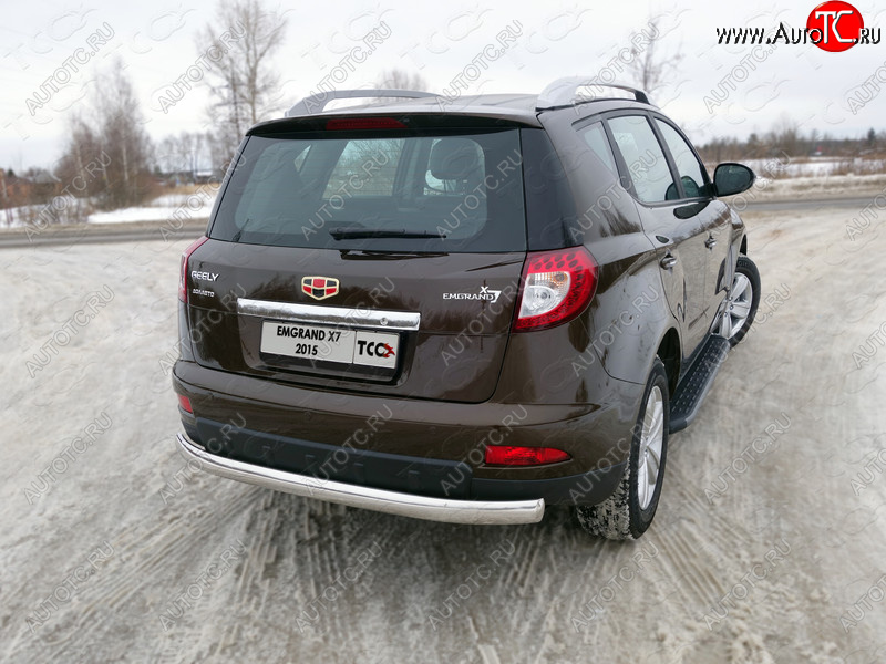 20 699 р. Защита заднего бампера (овальная) ТСС 75х42 мм Geely Emgrand X7 дорестайлинг (2011-2015)  с доставкой в г. Вологда