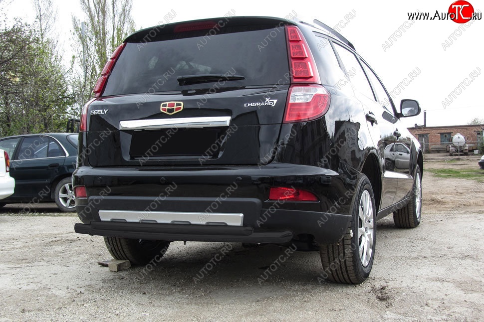 7 999 р. Защита заднего бампера Slitkoff (двойная радиусная, d57/42 мм) Geely Emgrand X7 1-ый рестайлинг (2015-2018) (Сталь с полимерным покрытием. Цвет: чёрный)  с доставкой в г. Вологда