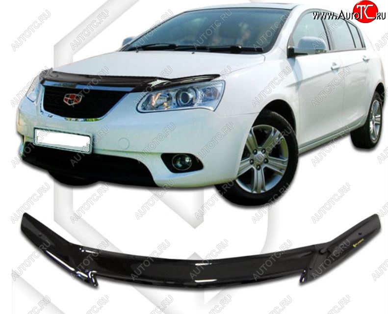 2 079 р. Дефлектор капота CA-Plastic  Geely Emgrand EC7 (2009-2016) хэтчбек (Classic черный, Без надписи)  с доставкой в г. Вологда