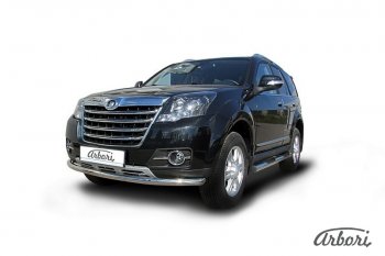 15 299 р. Защита переднего бампера Arbori (нержавейка, 1 труба d57 mm). Great Wall Hover H3  рестайлинг (2014-2016)  с доставкой в г. Вологда. Увеличить фотографию 2