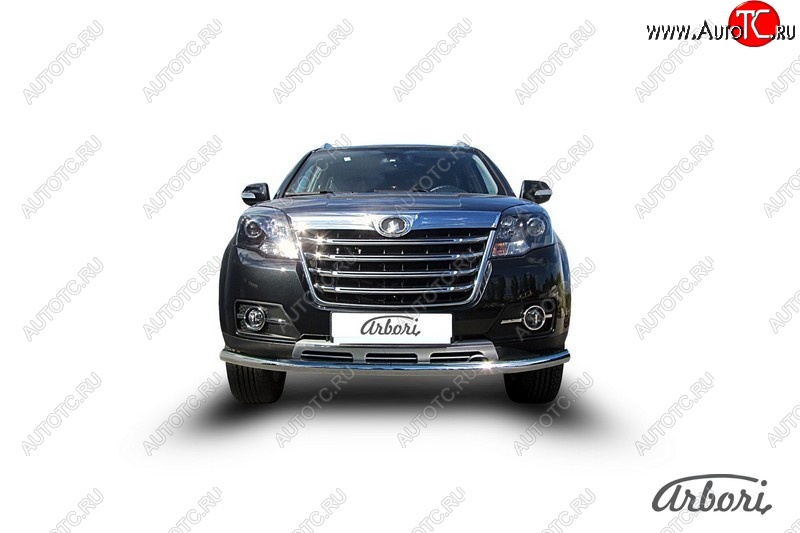 15 299 р. Защита переднего бампера Arbori (нержавейка, 1 труба d57 mm). Great Wall Hover H3  рестайлинг (2014-2016)  с доставкой в г. Вологда