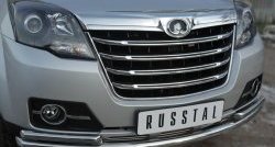 16 949 р. Защита переднего бампера (Ø63 и 42 мм, нержавейка) SLITKOFF Great Wall Hover H3  рестайлинг (2014-2016)  с доставкой в г. Вологда. Увеличить фотографию 3