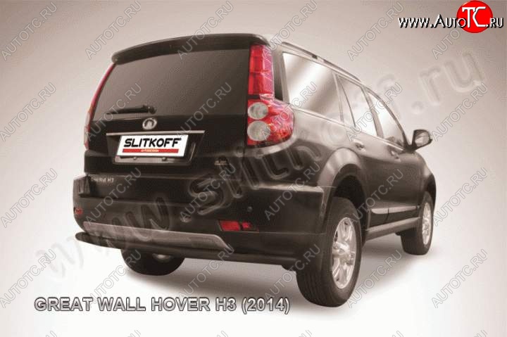 7 999 р. Защита заднего бампера Slitkoff (труба d57, длинная) Great Wall Hover H3  рестайлинг (2014-2016) (Цвет: серебристый)  с доставкой в г. Вологда