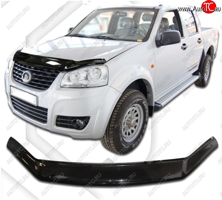 2 159 р. Дефлектор капота CA-Plastic Great Wall Wingle 5 (2011-2017) (Classic черный, Без надписи)  с доставкой в г. Вологда