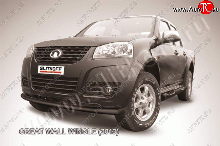 9 549 р. Защита переднего бампера из трубы d76 Slitkoff Great Wall Wingle 5 (2011-2017) (Цвет: серебристый)  с доставкой в г. Вологда