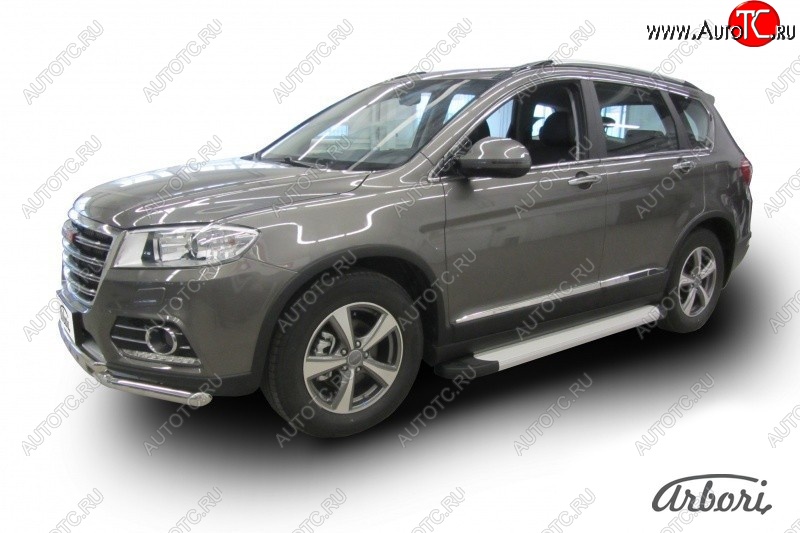 10 979 р. Порожки для ног Arbori Optima Silver Haval H6 (2013-2020)  с доставкой в г. Вологда