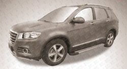 10 699 р. Алюминиевые пороги Slitkoff Luxe Silver Haval H6 (2013-2020)  с доставкой в г. Вологда. Увеличить фотографию 2