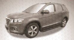 13 349 р. Алюминиевые пороги Slitkoff Optima Black Haval H6 (2013-2020)  с доставкой в г. Вологда. Увеличить фотографию 2