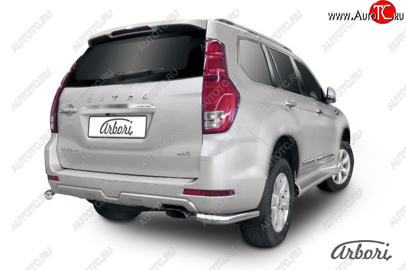 15 449 р. Защита заднего бампера Arbori (уголки, нержавейка, 1 труба d76 mm). Haval H9 дорестайлинг (2015-2017)  с доставкой в г. Вологда