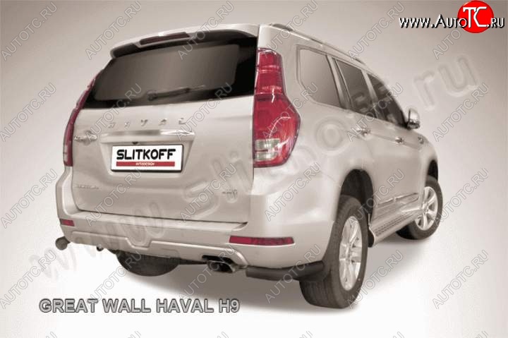 5 999 р. Защита заднего бампера из уголков d76 Slitkoff Haval H9 дорестайлинг (2015-2017) (Цвет: серебристый)  с доставкой в г. Вологда