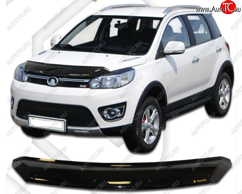 1 999 р. Дефлектор капота CA-Plastic Great Wall Hover M4 (2012-2016) (Classic черный, Без надписи)  с доставкой в г. Вологда