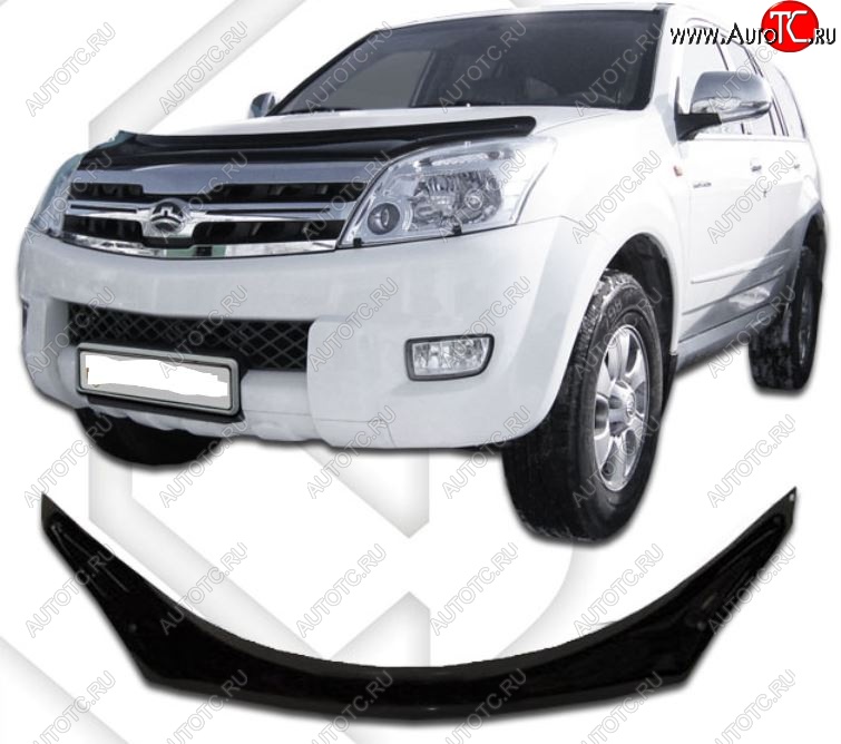 2 079 р. Дефлектор капота CA-Plastic Great Wall Hover  дорестайлинг (2006-2010) (Classic черный, Без надписи)  с доставкой в г. Вологда