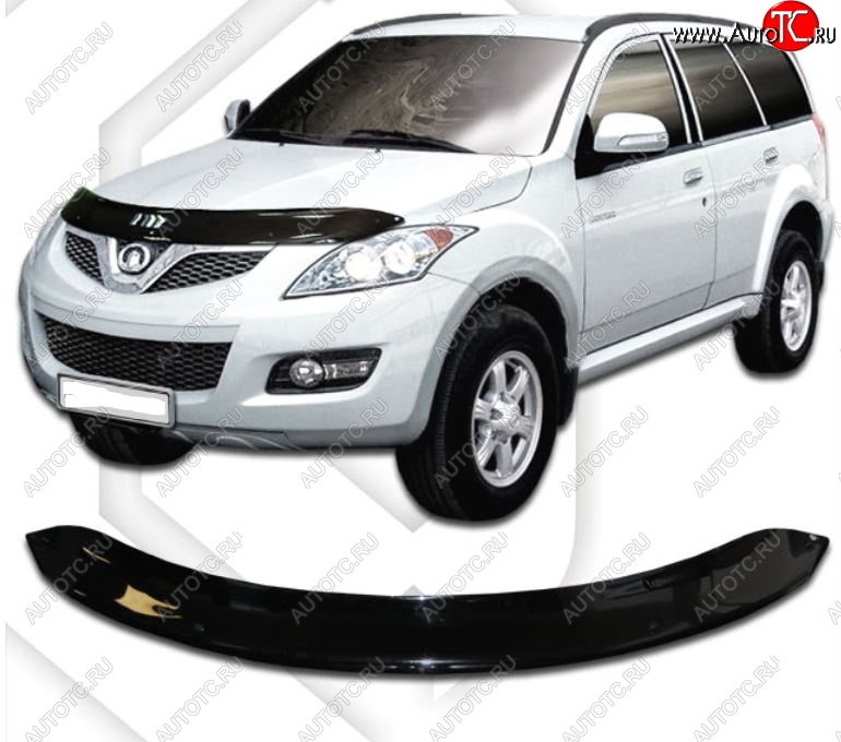 1 999 р. Дефлектор капота CA-Plastic Great Wall Hover H5 (2010-2017) (Classic черный, Без надписи)  с доставкой в г. Вологда