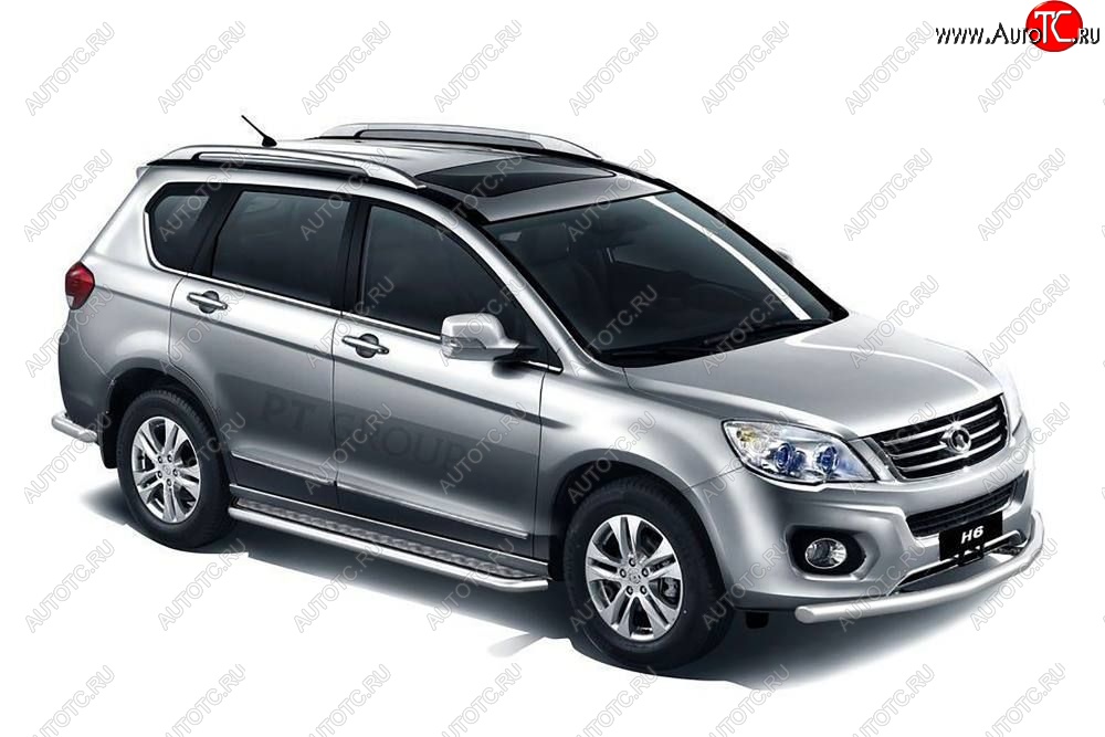 17 449 р. Порожки для ног из трубы Ø51 с алюминиевой площадкой Petroil Tining Great Wall Hover H6 (2012-2016) (Нержавейка)  с доставкой в г. Вологда