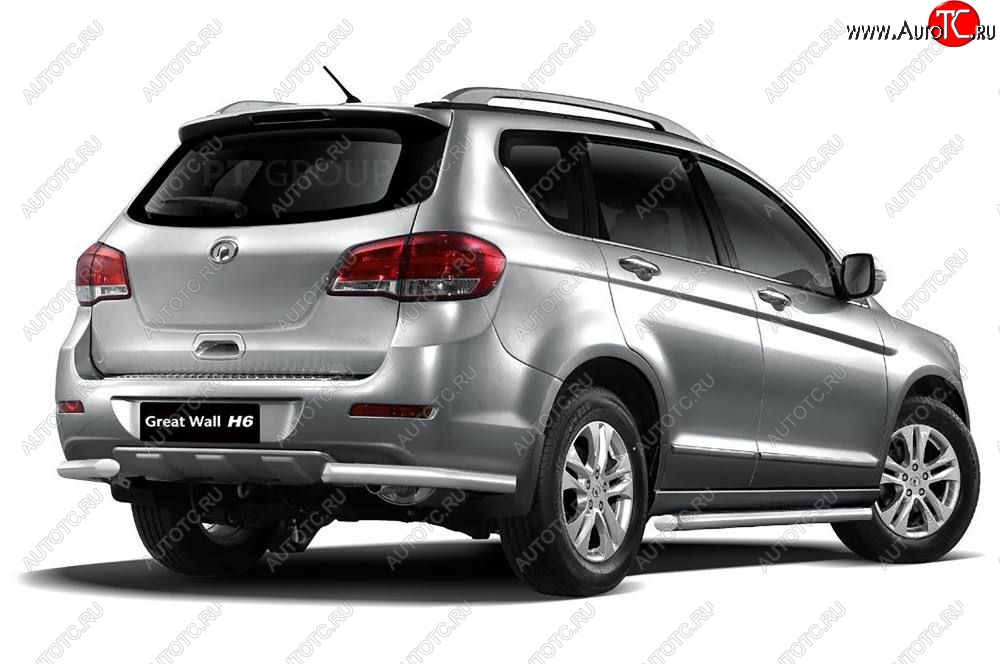 10 649 р. Защита заднего бампера Petroil Tuning (уголки, d63) Great Wall Hover H6 (2012-2016) (Нержавейка)  с доставкой в г. Вологда