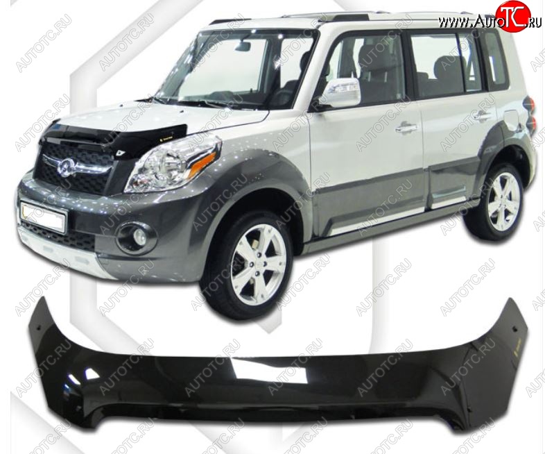 2 159 р. Дефлектор капота CA-Plastic Great Wall Hover M2 (2010-2014) (Classic черный, Без надписи)  с доставкой в г. Вологда