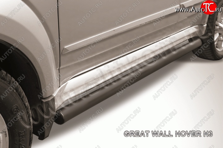 10 999 р. Защита порогов Slitkoff (труба d76) Great Wall Hover H3  дорестайлинг (2010-2014) (Цвет: серебристый)  с доставкой в г. Вологда