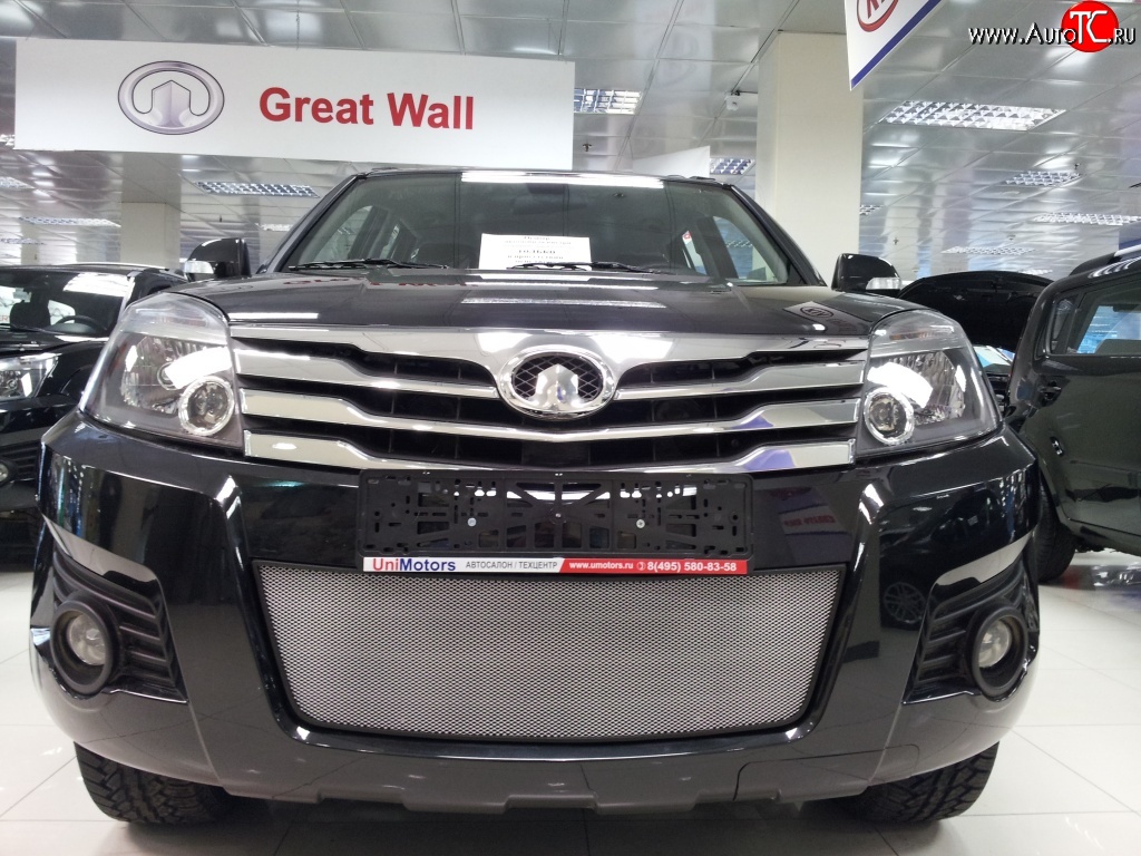1 539 р. Сетка на бампер Russtal (хром) Great Wall Hover H3  дорестайлинг (2010-2014)  с доставкой в г. Вологда