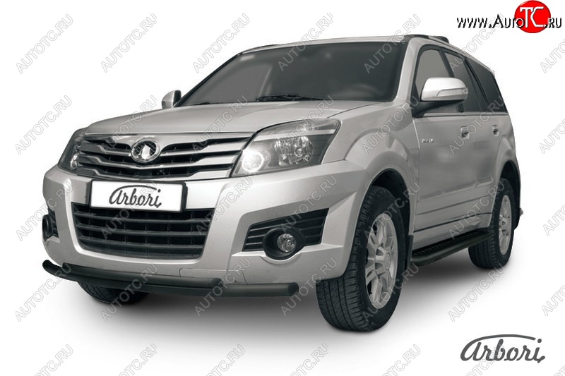 6 389 р. Защита переднего бампера Arbori (черная, 2 трубы d57 и 42 mm) Great Wall Hover H3  дорестайлинг (2010-2014)  с доставкой в г. Вологда