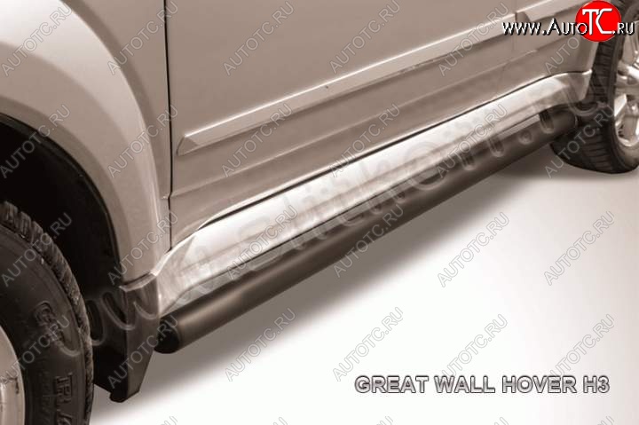 9 999 р. Защита порогов из труб d57 Slitkoff Great Wall Hover H3  дорестайлинг (2010-2014) (Цвет: серебристый)  с доставкой в г. Вологда