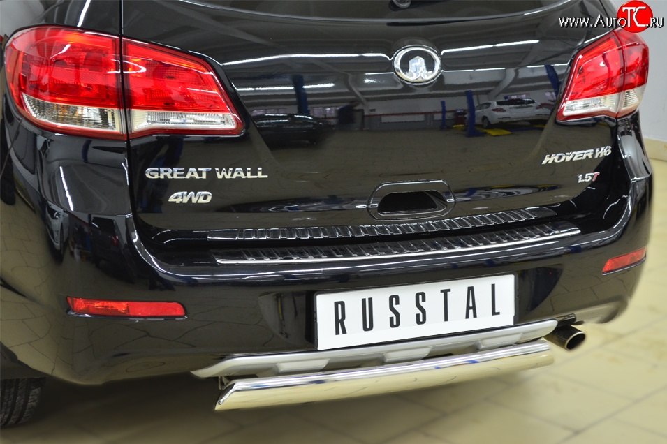 9 449 р. Защита заднего бампера (Ø75x42 мм, нержавейка) Russtal Great Wall Hover H6 (2012-2016)  с доставкой в г. Вологда