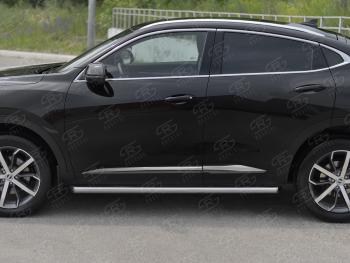 16 949 р. Защита порогов (Ø63 мм) SLITKOFF Haval F7x дорестайлинг (2019-2022) (полированная нержавейка, торцы 45°)  с доставкой в г. Вологда. Увеличить фотографию 2