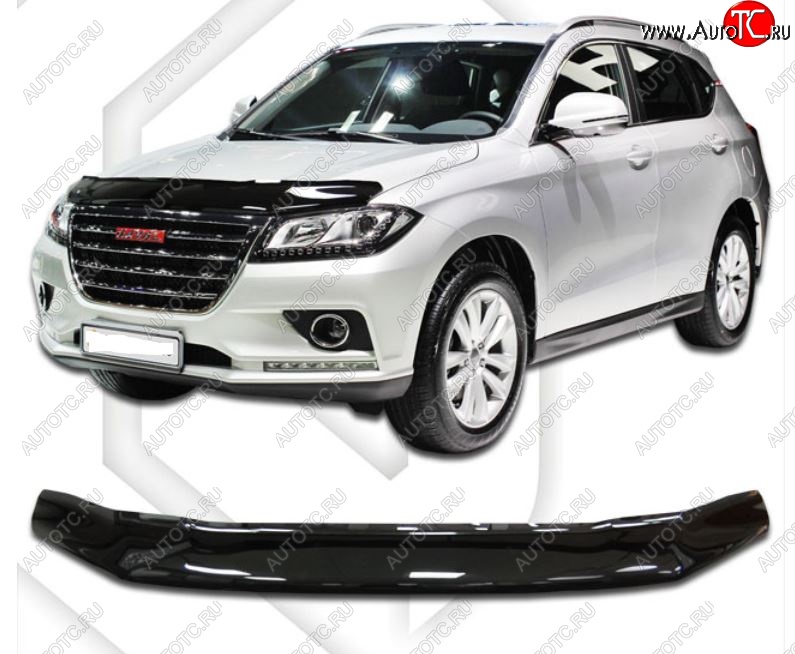 2 159 р. Дефлектор капота CA-Plastic Haval H2 (2014-2021) (Classic черный, Без надписи)  с доставкой в г. Вологда