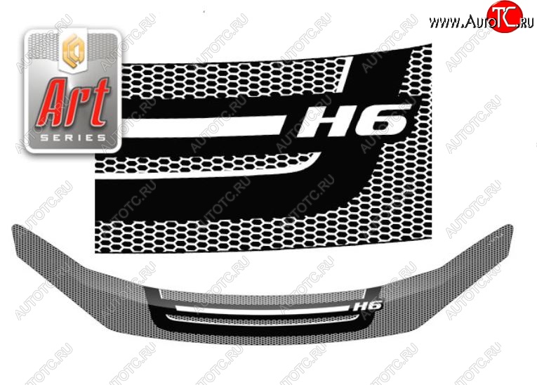 2 479 р. Дефлектор капота CA-Plastiс  Haval H6 (2016-2019) дорестайлинг (Шелкография Серия Art графит)  с доставкой в г. Вологда