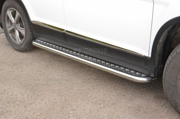 15 799 р. Порожки для ног из трубы Ø51 с алюминиевой площадкой Petroil Tuning Haval H6 (2013-2020) (Нержавеющая полированная сталь)  с доставкой в г. Вологда. Увеличить фотографию 2