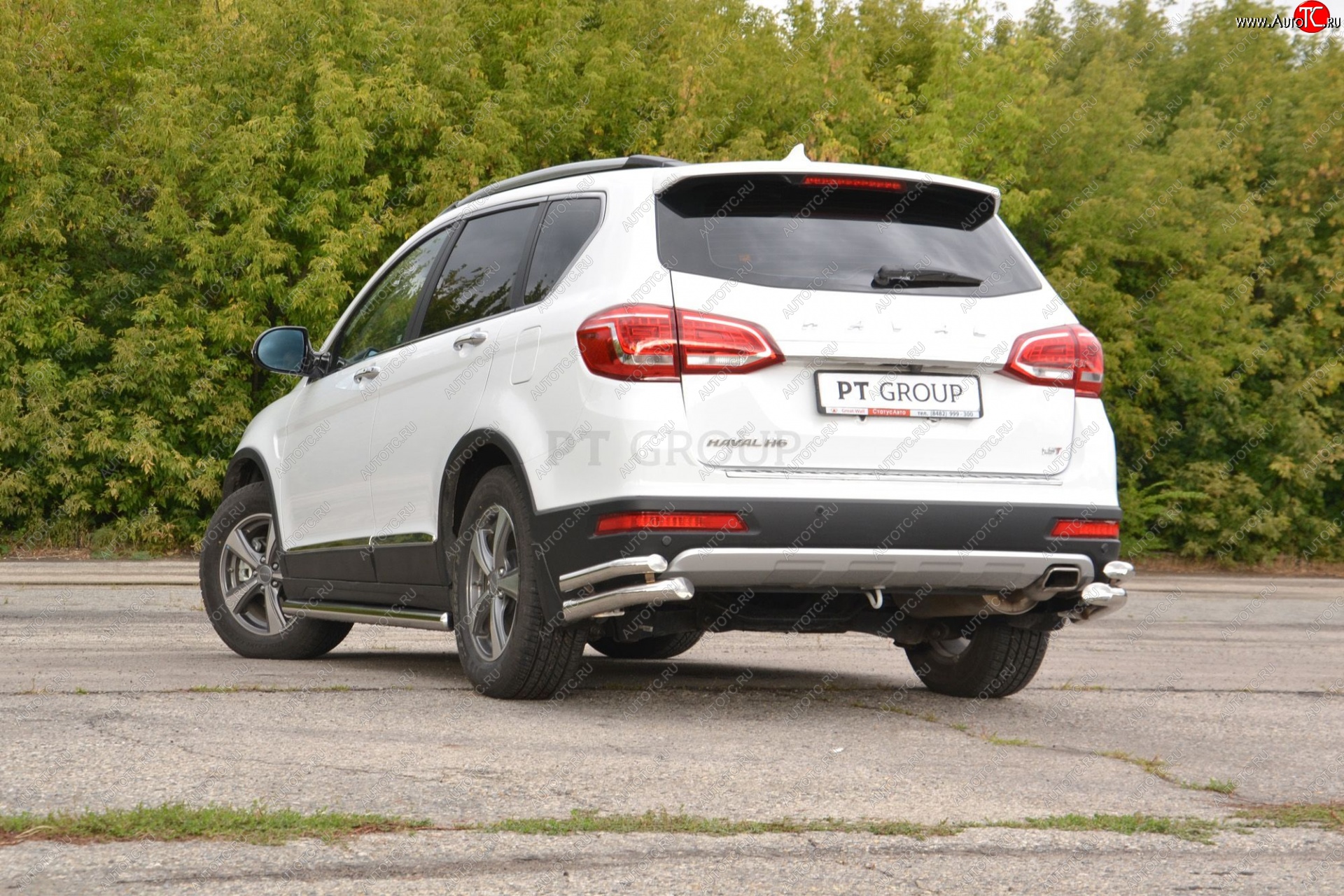 24 949 р. Защита заднего бампера Petroil Tuning (уголки двойные, d63/51) Haval H6 (2013-2020) (Нержавеющая полированная сталь)  с доставкой в г. Вологда