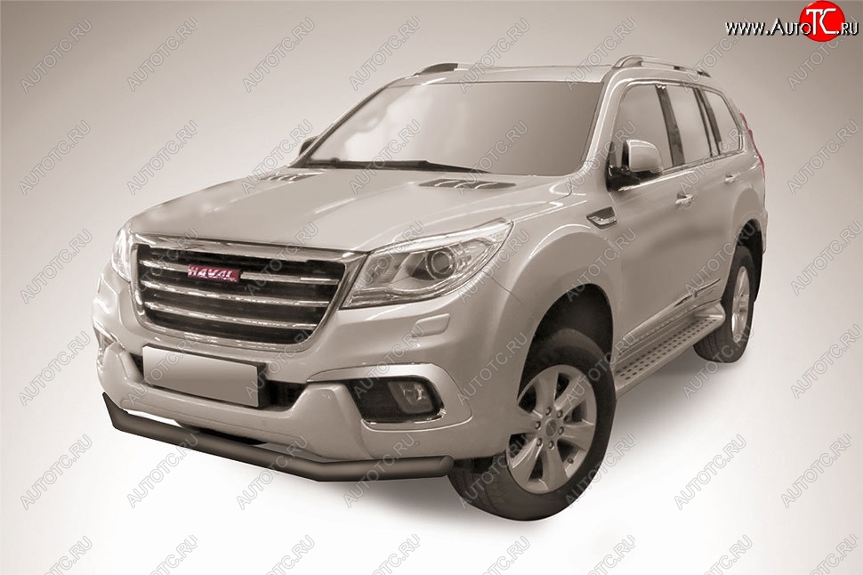 8 299 р. Защита переднего бампера Slitkoff (d57 мм) Haval H9 1-ый рестайлинг (2017-2019) (Сталь с полимерным покрытием. Цвет: чёрный)  с доставкой в г. Вологда