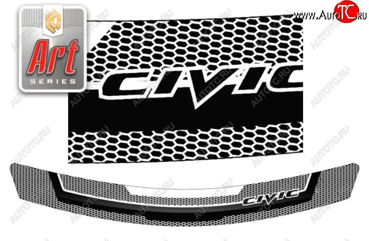 2 079 р. Дефлектор капота CA-Plastiс  Honda Civic  FD (2005-2011) седан дорестайлинг, седан рестайлинг (Серия Art белая)  с доставкой в г. Вологда
