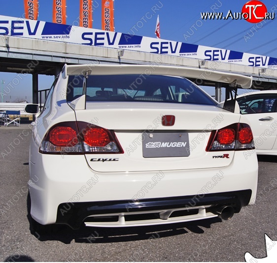 8 649 р. Задний бампер с элероном TYPE R DESIGN Honda Civic FD седан дорестайлинг (2005-2008) (Неокрашенный)  с доставкой в г. Вологда