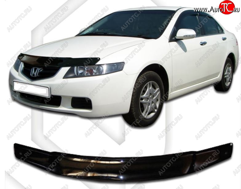 1 999 р. Дефлектор капота (CL-8 CL9) CA-Plastic Honda Accord 7 CL седан дорестайлинг (2002-2005) (серия Classic черный, Без надписи)  с доставкой в г. Вологда