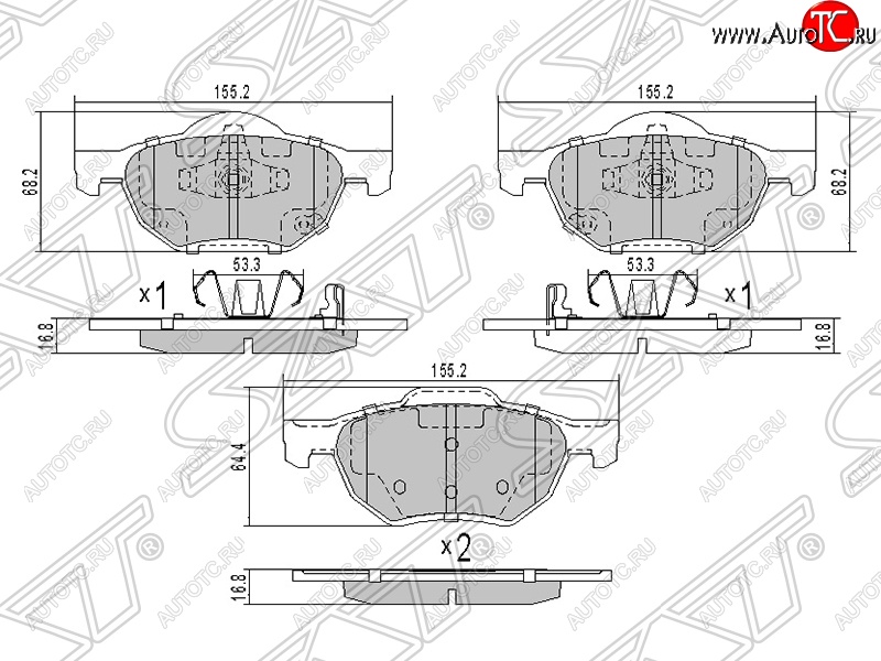 1 189 р. Колодки тормозные передние SAT Honda Accord 7 CL седан дорестайлинг (2002-2005)  с доставкой в г. Вологда
