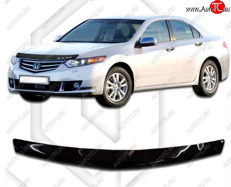 1 899 р. Дефлектор капота CA-Plastic  Honda Accord  8 CU (2008-2011) седан дорестайлинг (Classic черный, Без надписи)  с доставкой в г. Вологда
