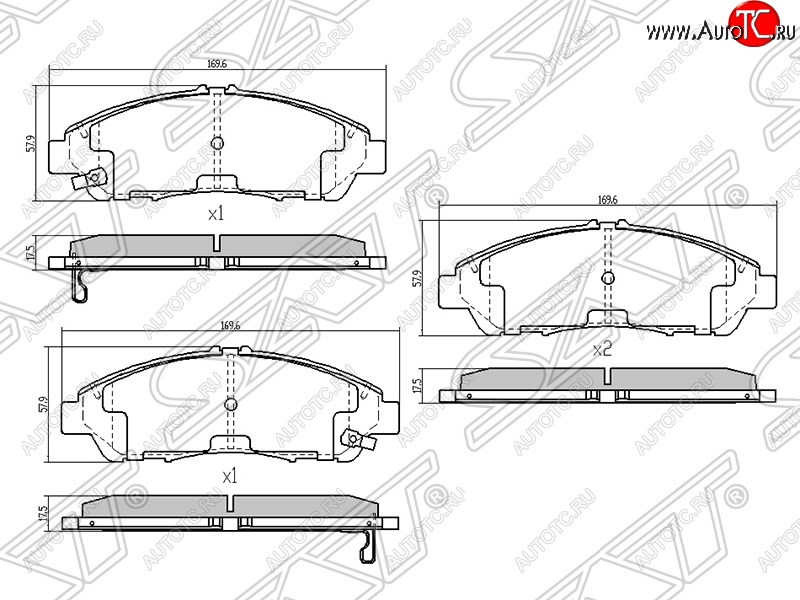 1 199 р. Колодки тормозные SAT (передние) Honda Accord 8 CU седан дорестайлинг (2008-2011)  с доставкой в г. Вологда