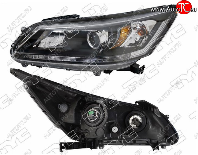5 299 р. Левая фара передняя TYC (диодная полоса, Евросвет) Honda Accord 9 CR седан дорестайлинг (2013-2016)  с доставкой в г. Вологда