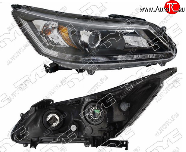 5 299 р. Правая фара передняя TYC (диодная полоса, Евросвет) Honda Accord 9 CR седан дорестайлинг (2013-2016)  с доставкой в г. Вологда
