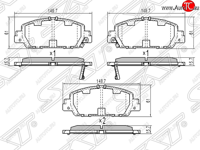 1 199 р. Колодки тормозные SAT (передние) Honda Accord 8 CU седан дорестайлинг (2008-2011)  с доставкой в г. Вологда
