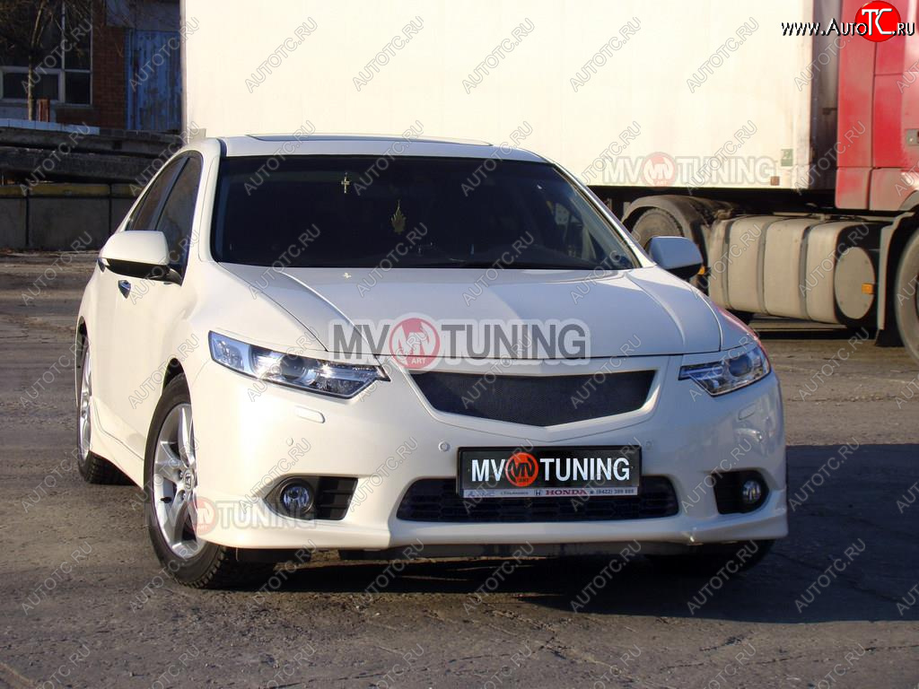4 449 р. Решётка радиатора Sport  Honda Accord ( 8 CU,  8 CW) (2011-2013) седан рестайлинг, универсал рестайлинг (С сеткой, Неокрашенная)  с доставкой в г. Вологда