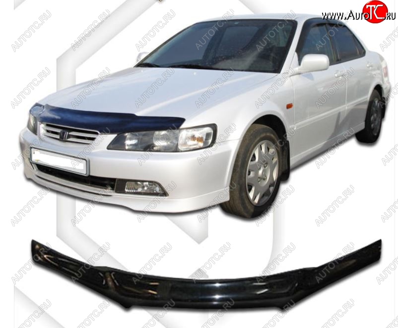 1 999 р. Дефлектор капота (CL1,CL3, CF3-CF5) CA-Plastic  Honda Accord  6 CF (1997-2000) седан дорестайлинг (Classic черный, Без надписи)  с доставкой в г. Вологда