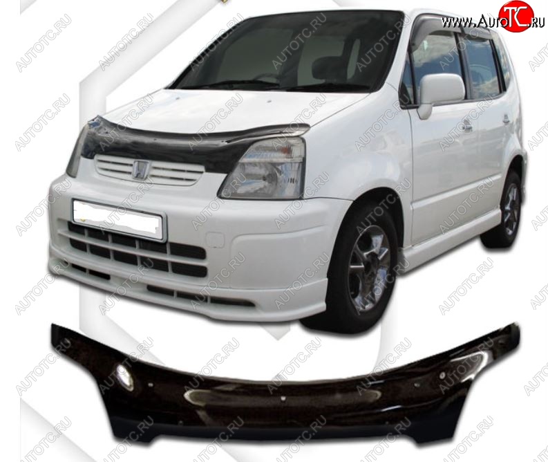 2 399 р. Дефлектор капота CA-Plastiс  Honda Capa (1998-2002) (Classic черный, Без надписи)  с доставкой в г. Вологда