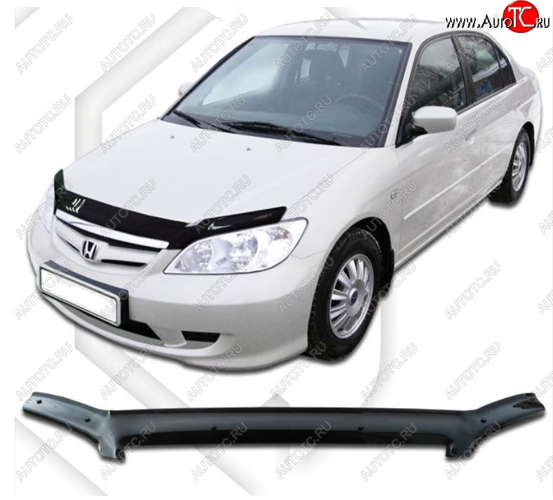 2 079 р. Дефлектор капота SD (ES1) CA-Plastiс Honda Civic ES седан дорестайлинг (2000-2003) (Classic черный, Без надписи)  с доставкой в г. Вологда