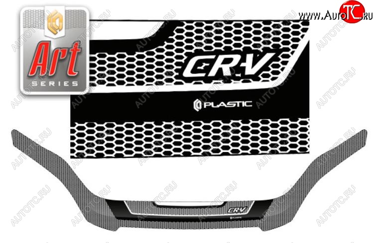 2 399 р. Дефлектор капота CA-Plastiс  Honda CR-V  RE1,RE2,RE3,RE4,RE5,RE7 (2007-2010) дорестайлинг (Серия Art белая)  с доставкой в г. Вологда